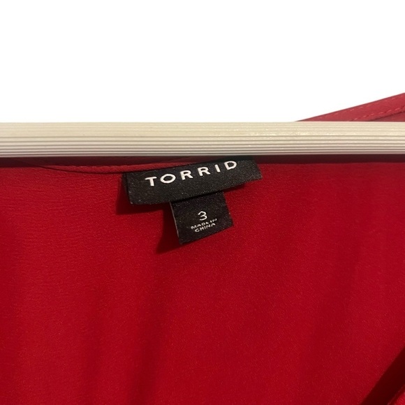 Torrid Red V-Neck Blouse 3x - Picture 6 of 9